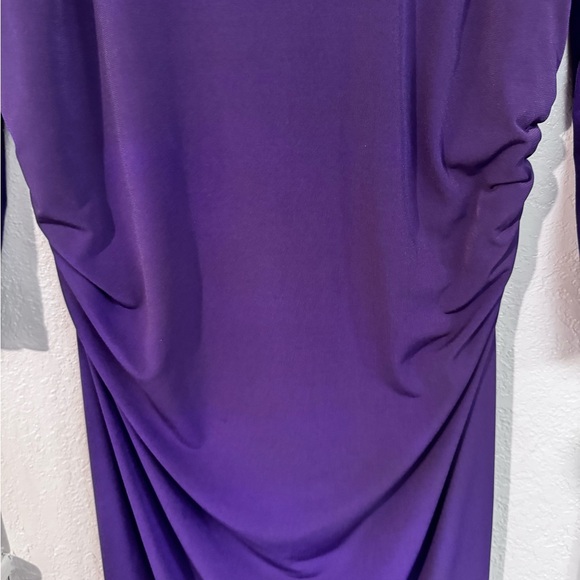 AB Studio Purple Long Sleeve Ruched Dress - Picture 3 of 6